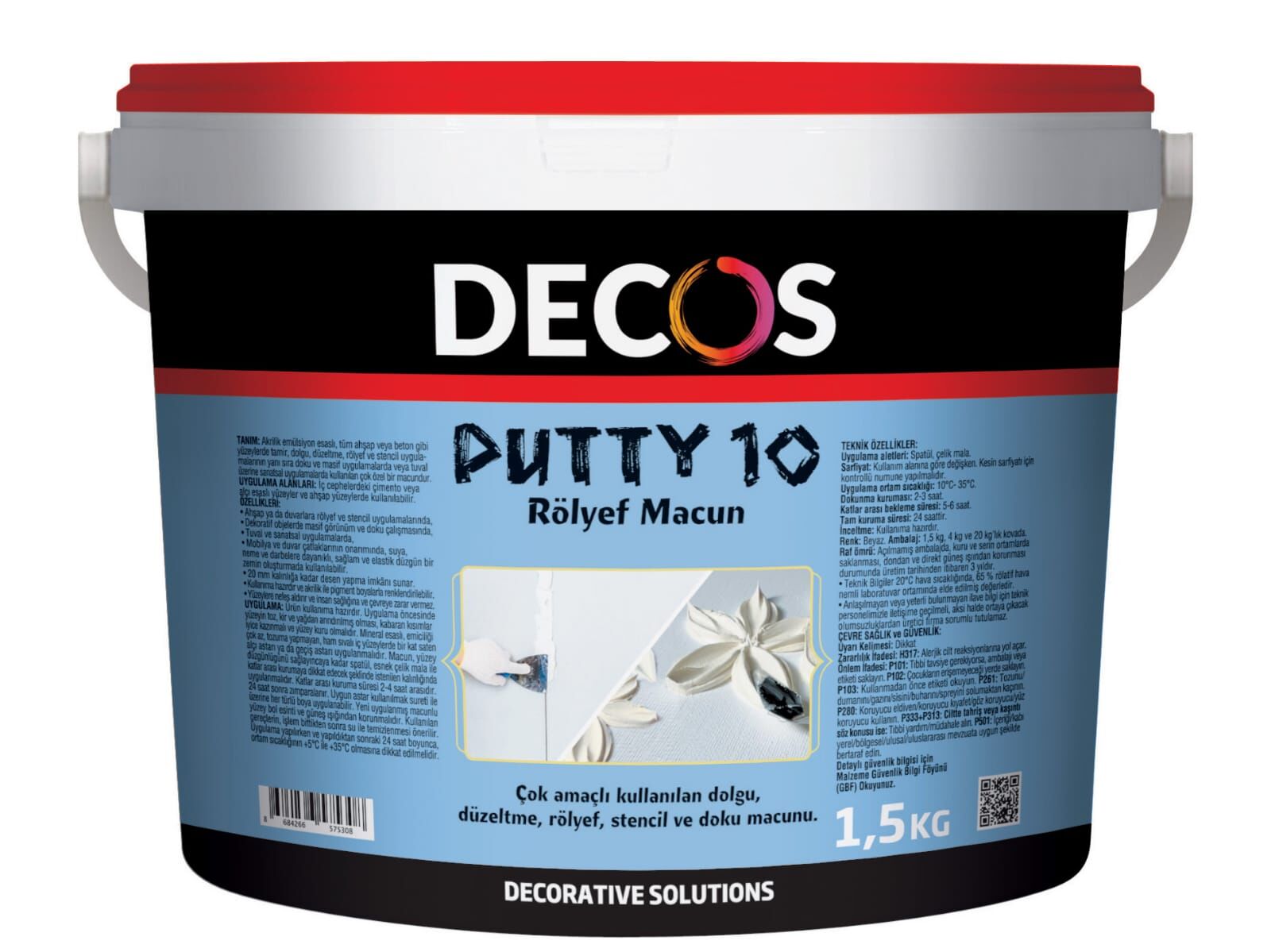 Decos Putty 10 Rölyef Macun Pasta 1.5 Kg