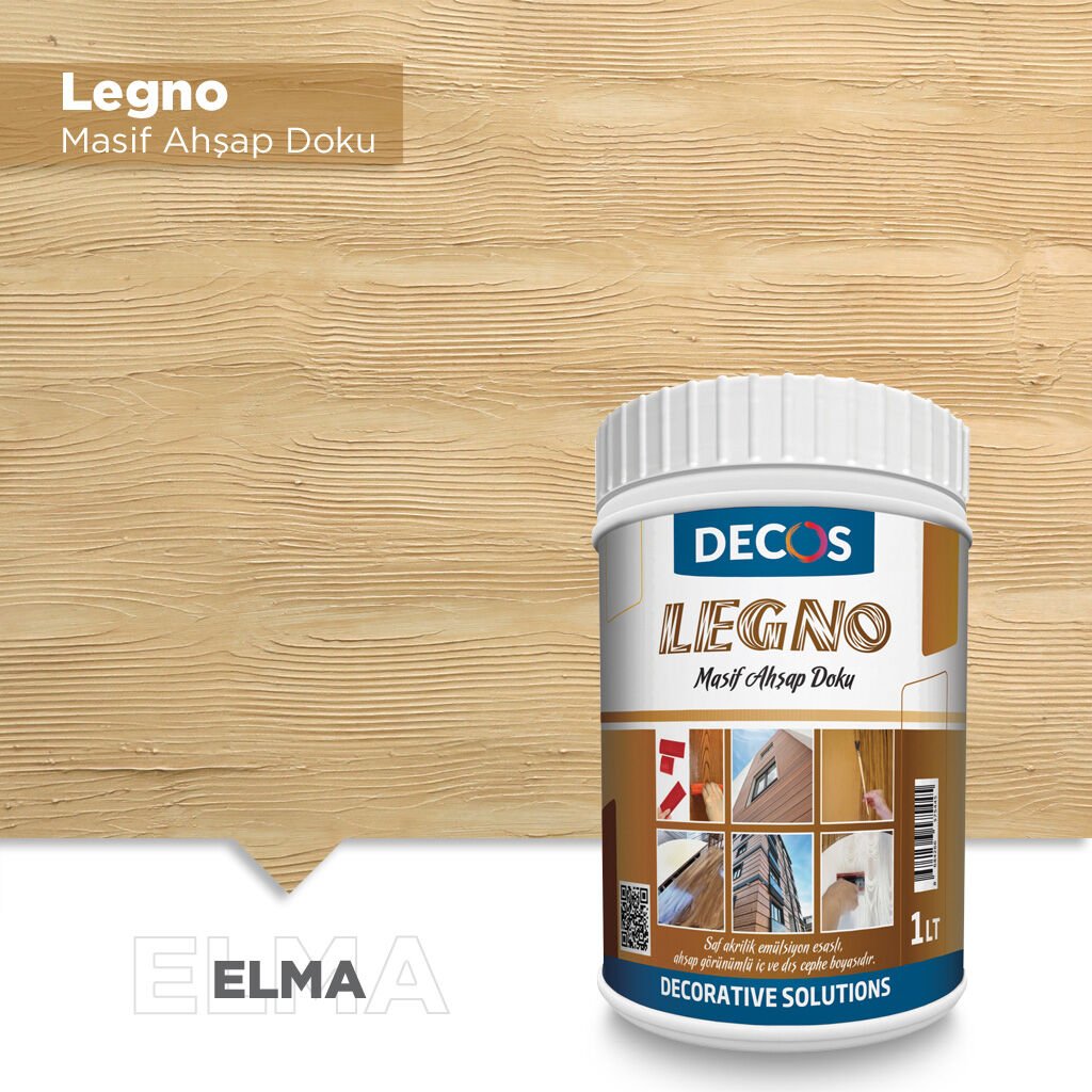 Decos Legno Masif Ahşap Dokulu Vernik 15 Litre - Elma