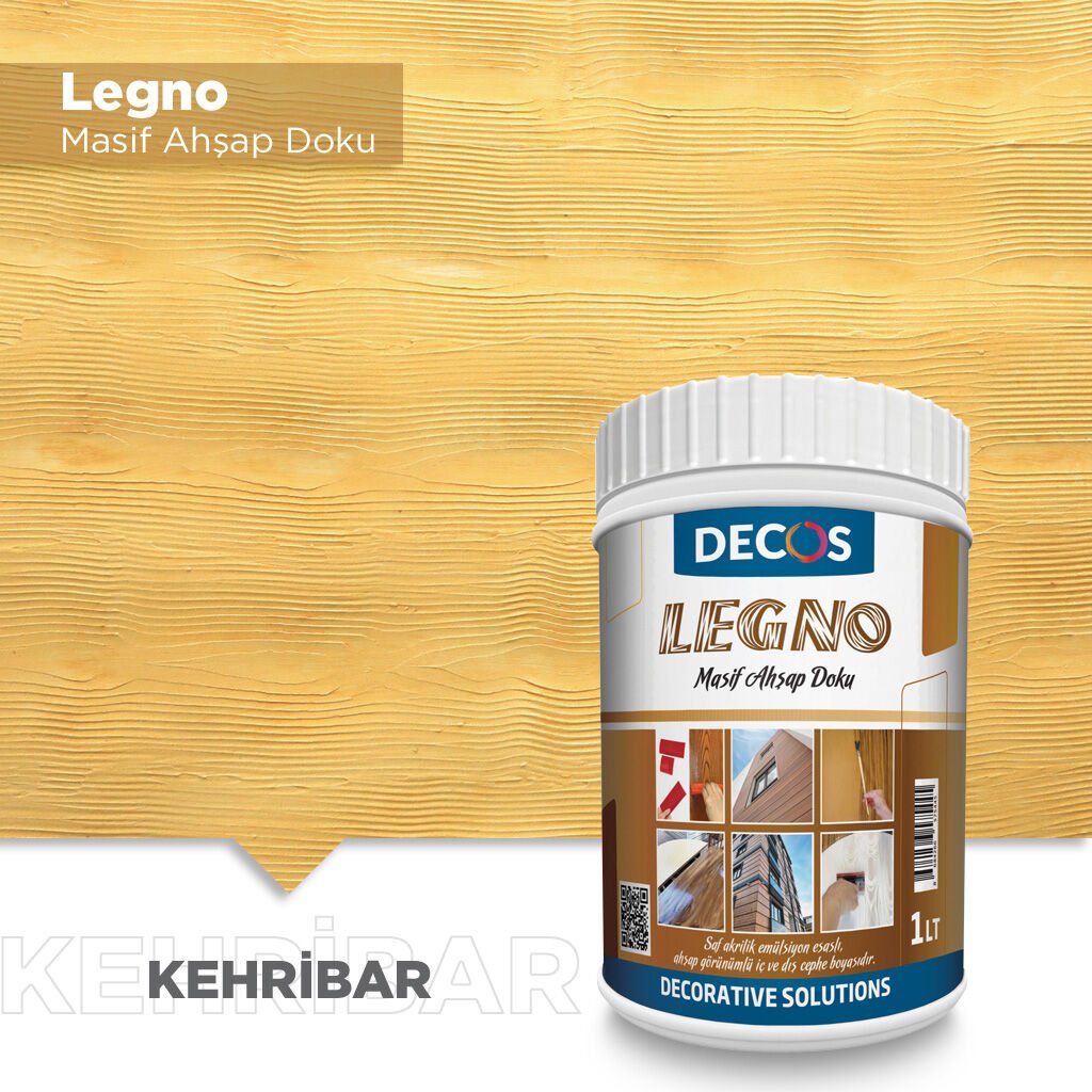 Decos Legno Masif Ahşap Dokulu Vernik 2.5 Litre - Kehribar