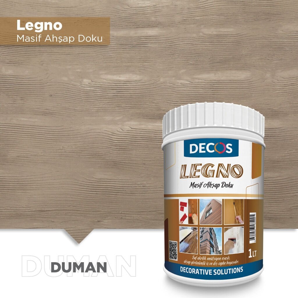 Decos Legno Masif Ahşap Dokulu Vernik 2.5 Litre - Duman