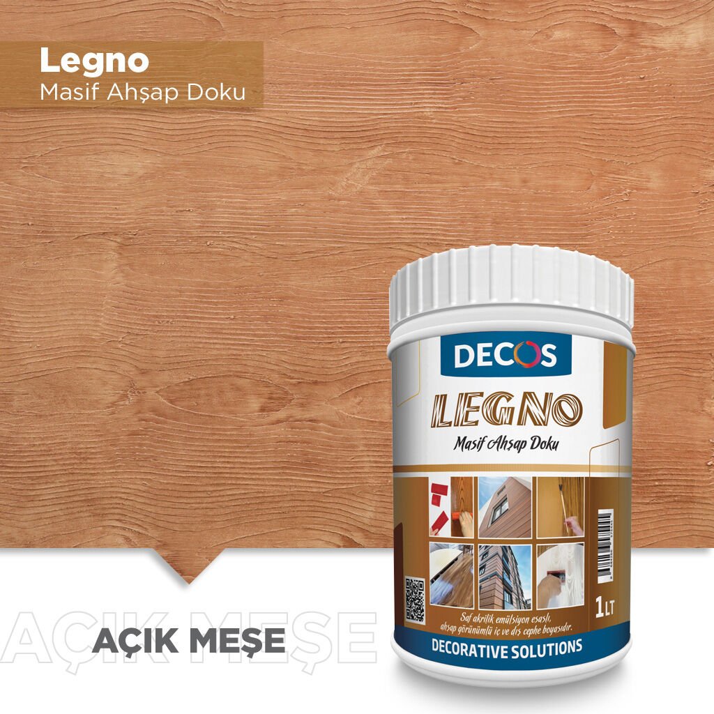 Decos Legno Masif Ahşap Dokulu Vernik 2.5 Litre - Açık meşe