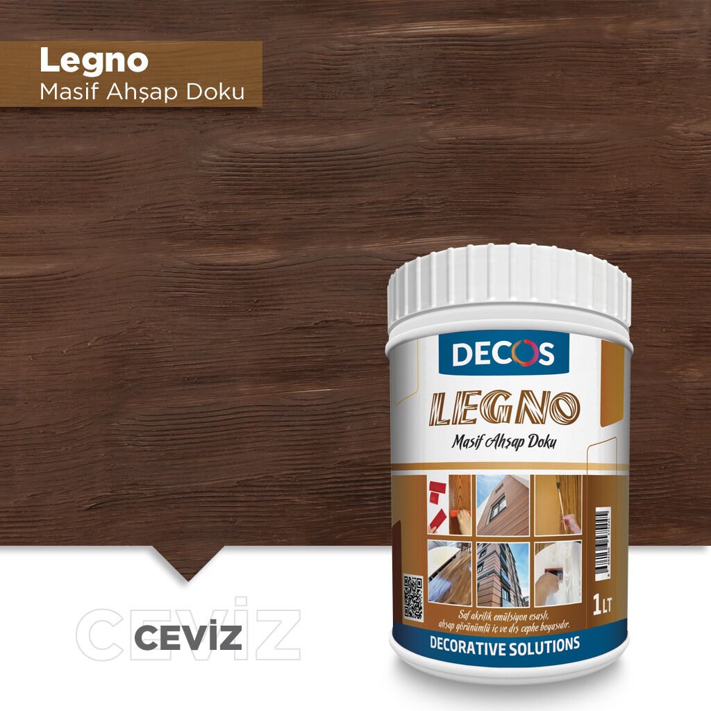 Decos Legno Masif Ahşap Dokulu Vernik 2.5 Litre - Ceviz