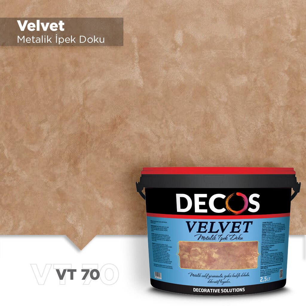 Decos Velvet Kadife Dokulu Efekt Boya Kaplama 1 Litre - VT70