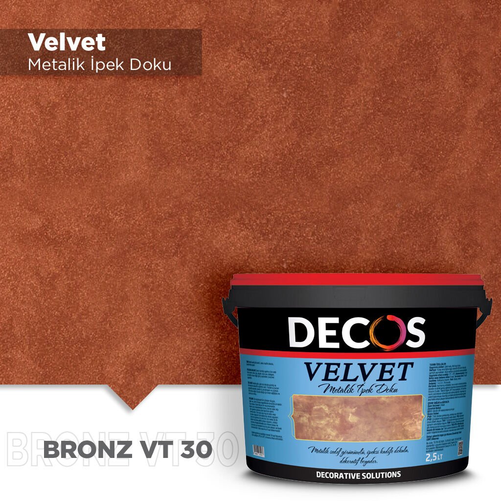 Decos Velvet Kadife Dokulu Efekt Boya Kaplama 2.5 Litre - Bronz VT30