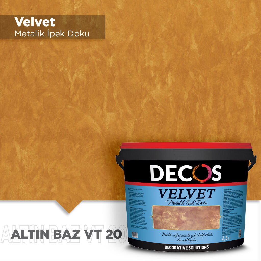 Decos Velvet Kadife Dokulu Efekt Boya Kaplama 2.5 Litre - Altın Baz VT20