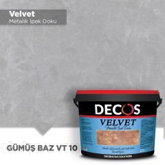 Decos Velvet Kadife Dokulu Efekt Boya Kaplama 2.5 Litre - Gümüş Baz VT10