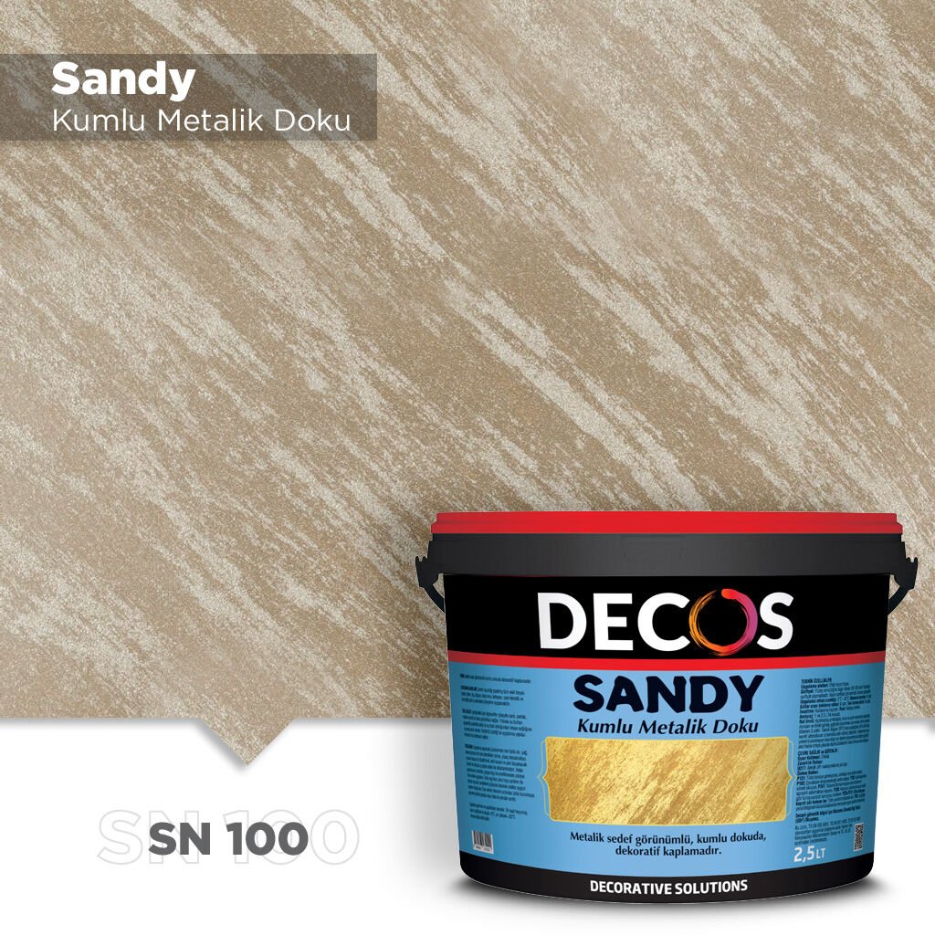 Decos Sandy Kumlu Metalik Dokulu Efekt Boya Kaplama 2.5 Litre - SN100
