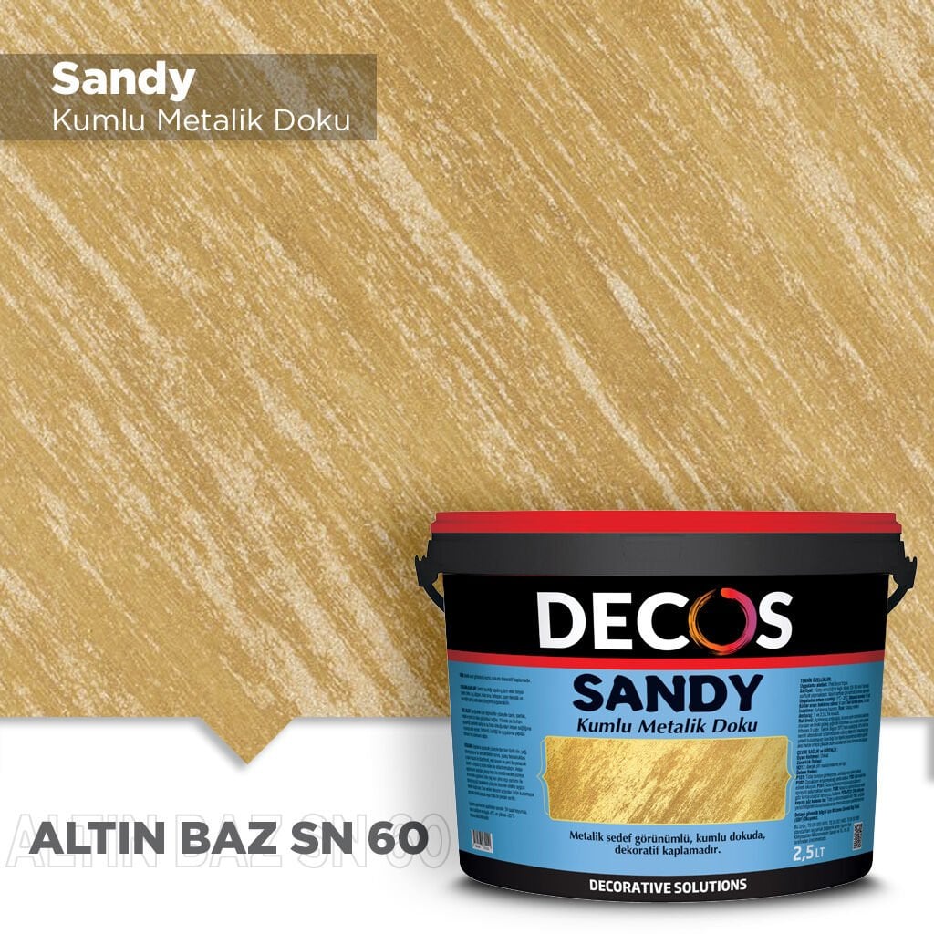 Decos Sandy Kumlu Metalik Dokulu Efekt Boya Kaplama 1 Litre - Altın Baz SN60