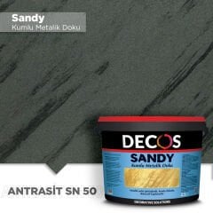 Decos Sandy Kumlu Metalik Dokulu Efekt Boya Kaplama 1 Litre - Antrasit SN50