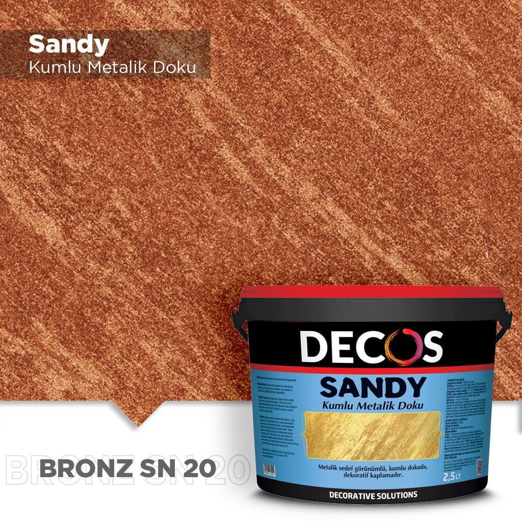 Decos Sandy Kumlu Metalik Dokulu Efekt Boya Kaplama 2.5 Litre - Bronz SN20