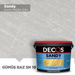 Decos Sandy Kumlu Metalik Dokulu Efekt Boya Kaplama 2.5 Litre - Gümüş Baz SN10