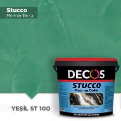 Decos Stucco Mermer Dokulu Efekt Boya Kaplama 20 Kilo - Yeşil ST100