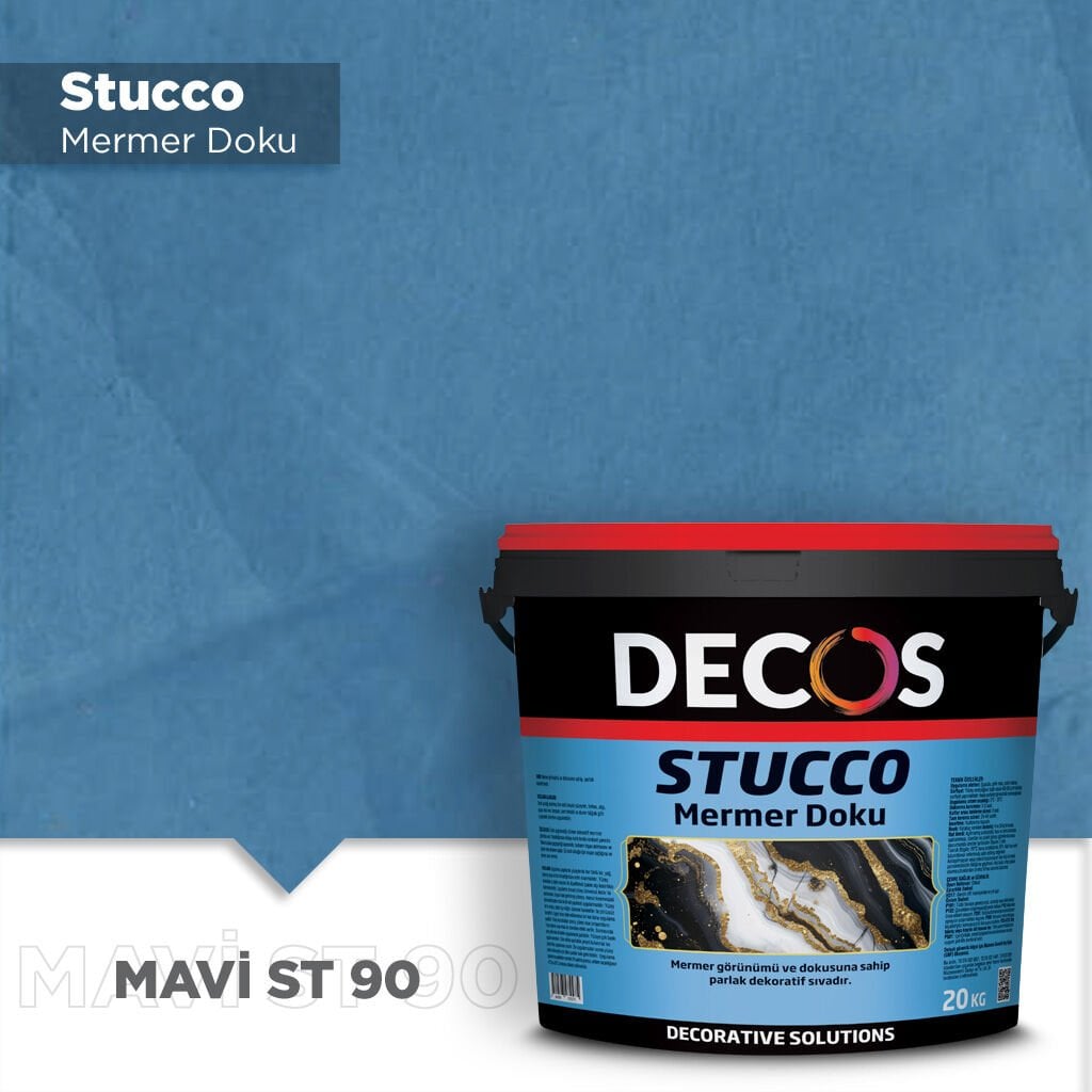 Decos Stucco Mermer Dokulu Efekt Boya Kaplama 20 Kilo - Mavi ST90