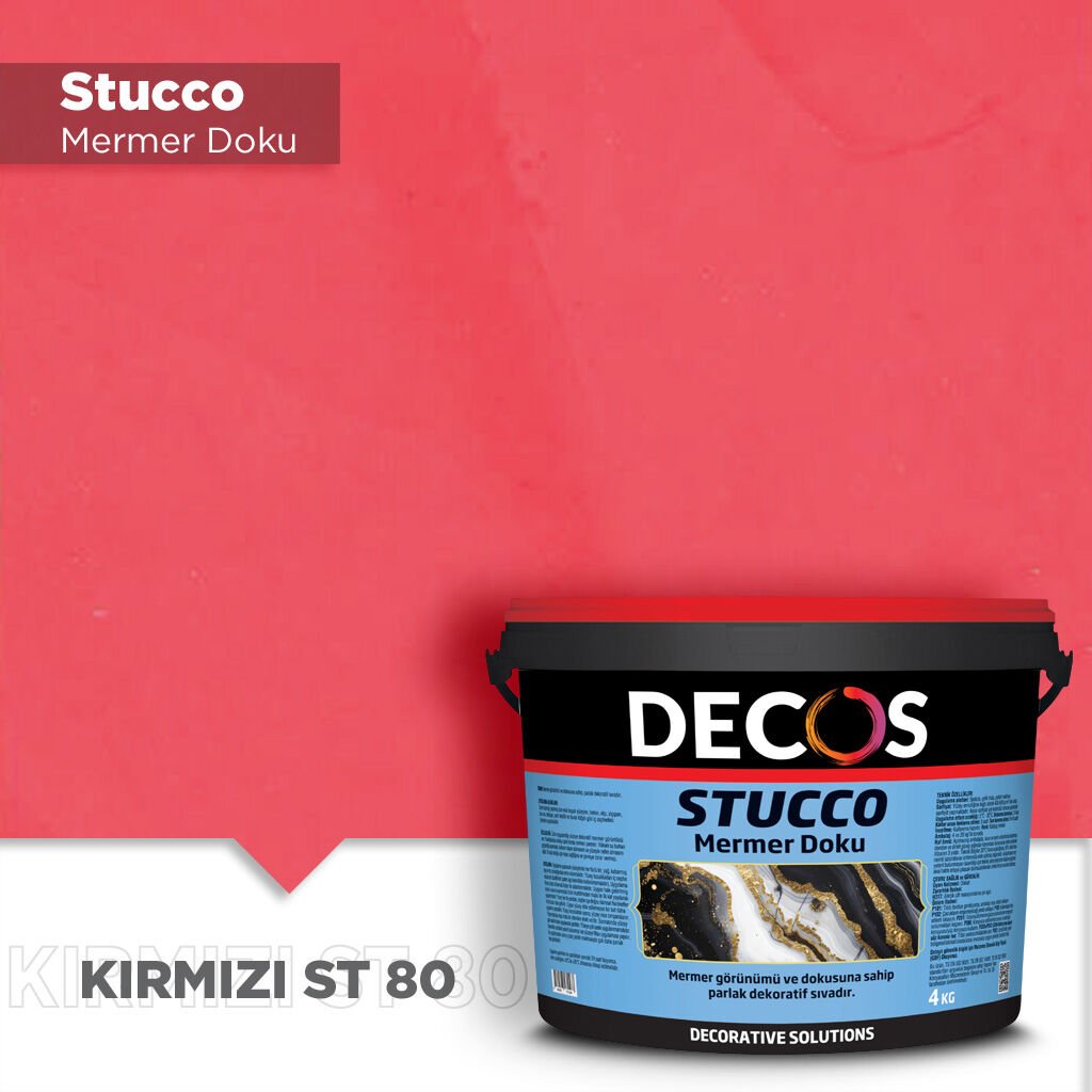 Decos Stucco Mermer Dokulu Efekt Boya Kaplama 4 Kilo - Kırmızı ST80