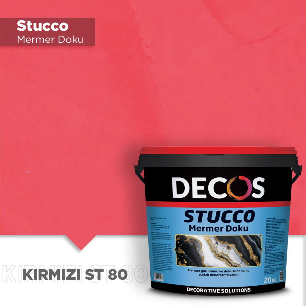 Decos Stucco Mermer Dokulu Efekt Boya Kaplama 20 Kilo - Kırmızı ST80