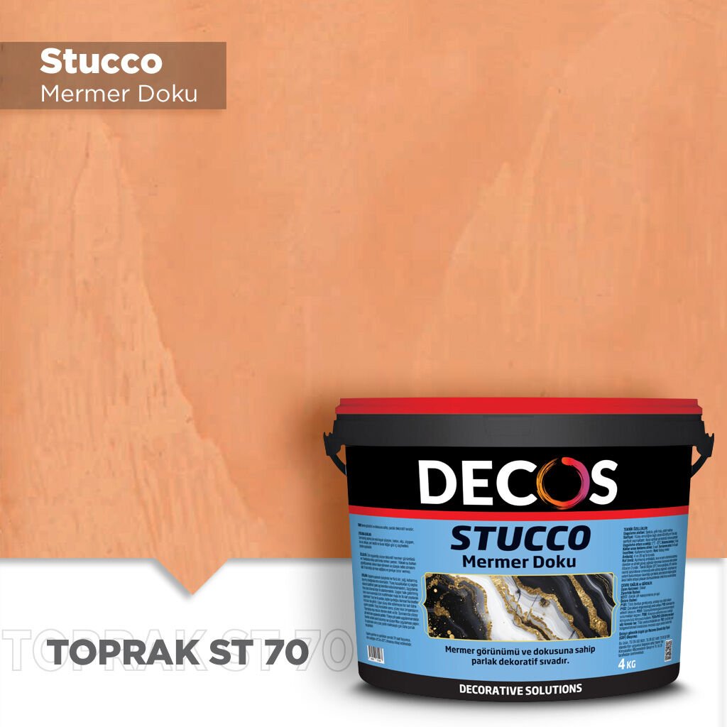 Decos Stucco Mermer Dokulu Efekt Boya Kaplama 4 Kilo - Toprak ST70