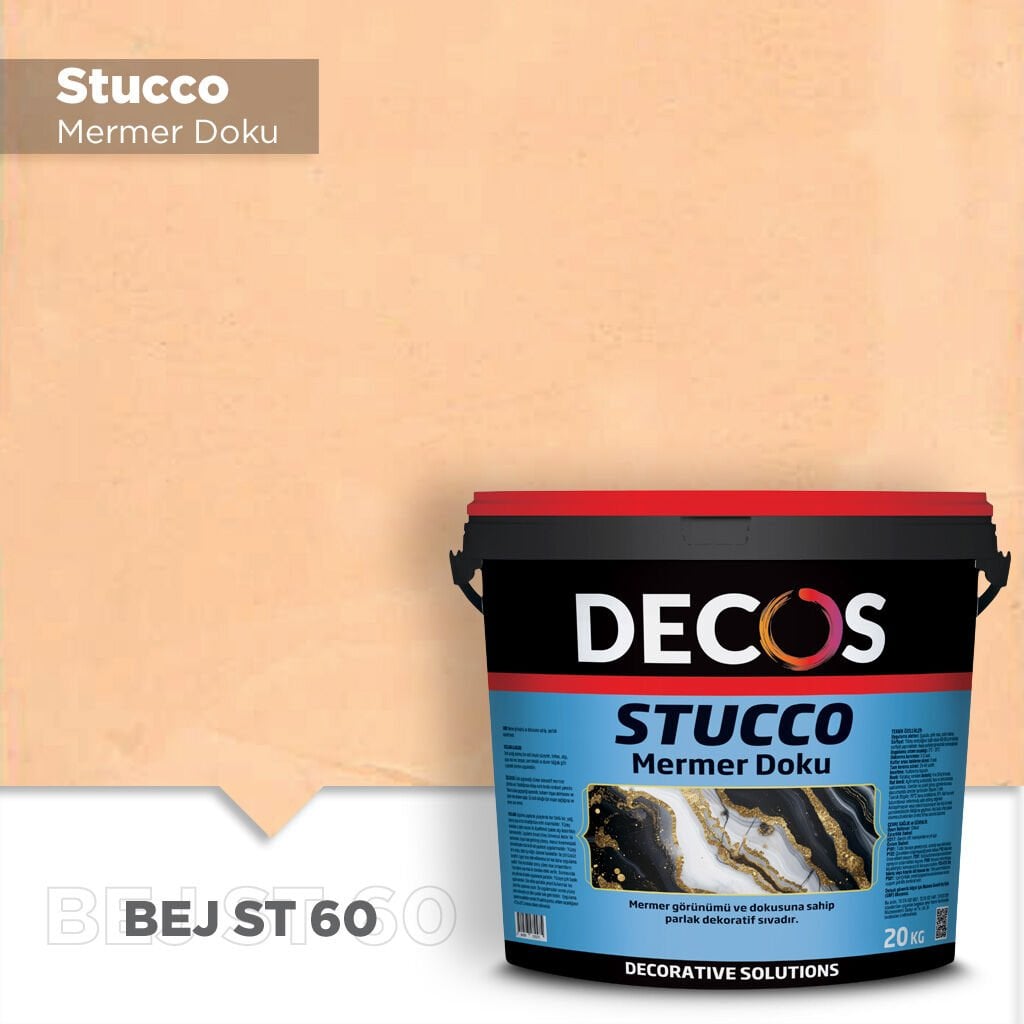 Decos Stucco Mermer Dokulu Efekt Boya Kaplama 20 Kilo - Bej ST60