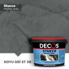 Decos Stucco Mermer Dokulu Efekt Boya Kaplama 4 Kilo - Koyu Gri ST30