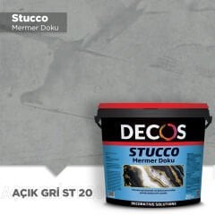 Decos Stucco Mermer Dokulu Efekt Boya Kaplama 20 Kilo - Açık Gri ST20