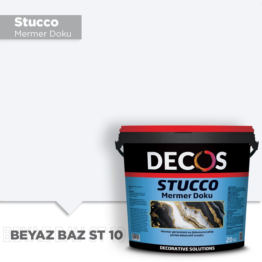 Decos Stucco Mermer Dokulu Efekt Boya Kaplama 20 Kilo - Beyaz Baz ST10
