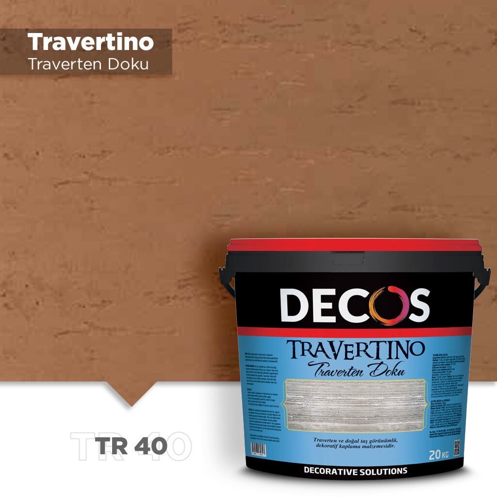 Decos Travertino Traverten Dokulu Efekt Boya Kaplama 20 Kilo - TR40