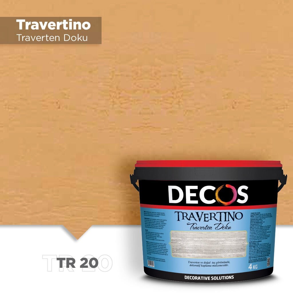 Decos Travertino Traverten Dokulu Efekt Boya Kaplama 4 Kilo - TR20