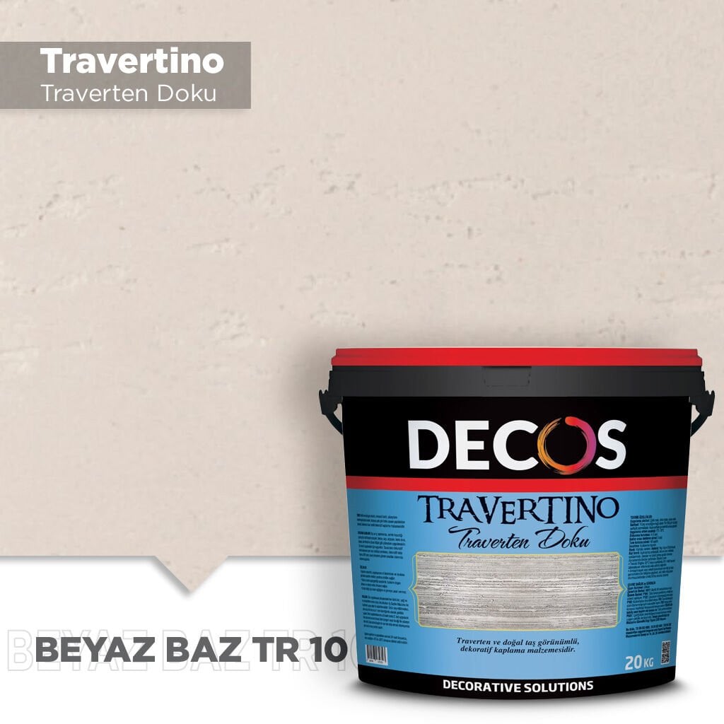 Decos Travertino Traverten Dokulu Efekt Boya Kaplama 20 Kilo - Beyaz Baz TR10