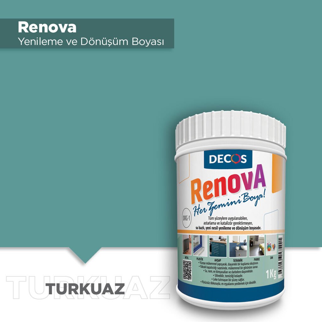 Decos Renova Yeni Nesil Yenileme ve Dönüşüm Boyası 1 Kg - Turkuaz