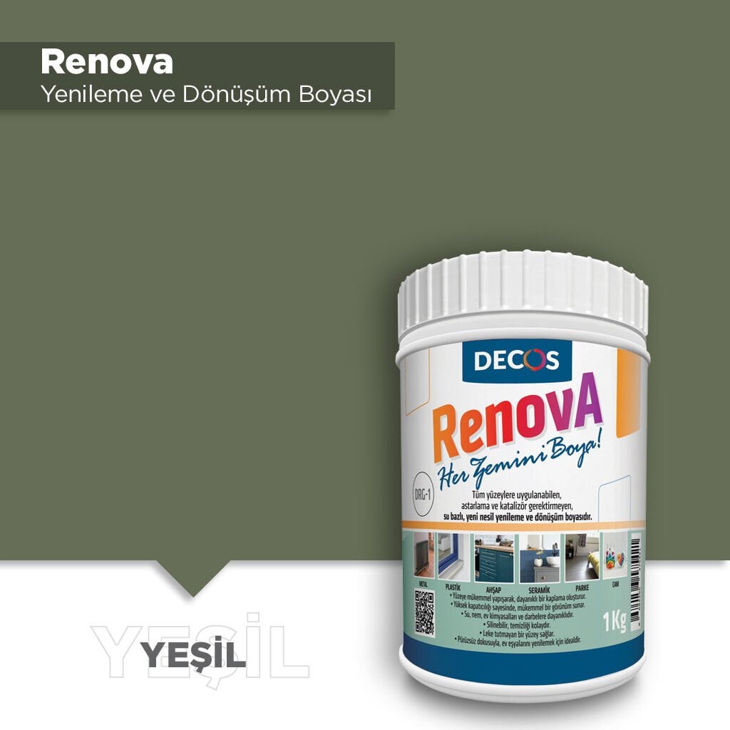 Decos Renova Yeni Nesil Yenileme ve Dönüşüm Boyası 1 Kg - Yeşil