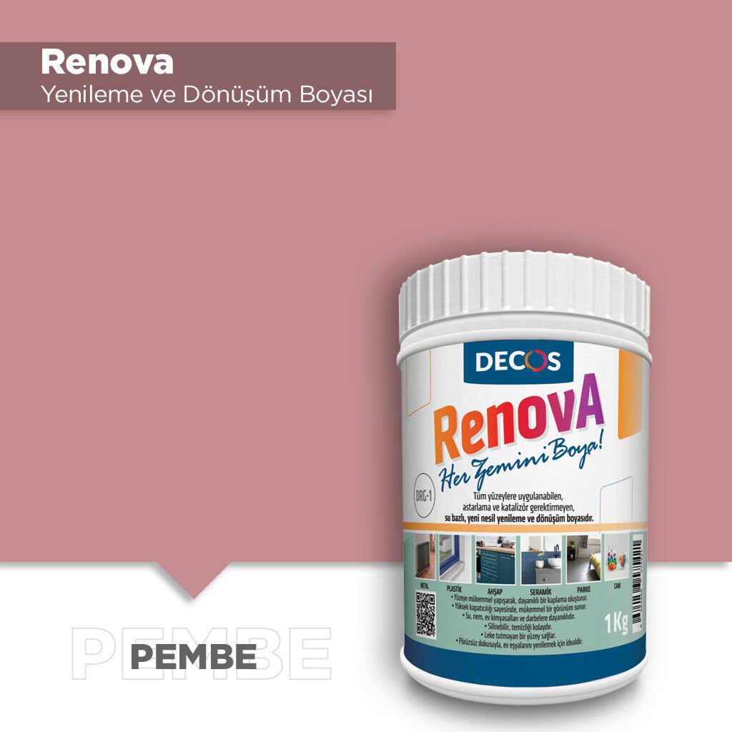 Decos Renova Yeni Nesil Yenileme ve Dönüşüm Boyası 1 Kg - Pembe