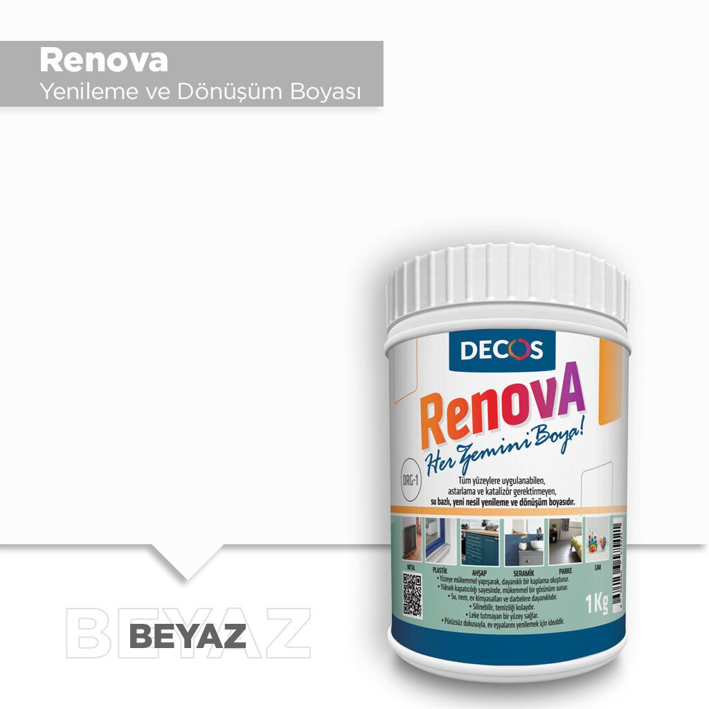 Decos Renova Yeni Nesil Yenileme ve Dönüşüm Boyası 1 Kg - Beyaz