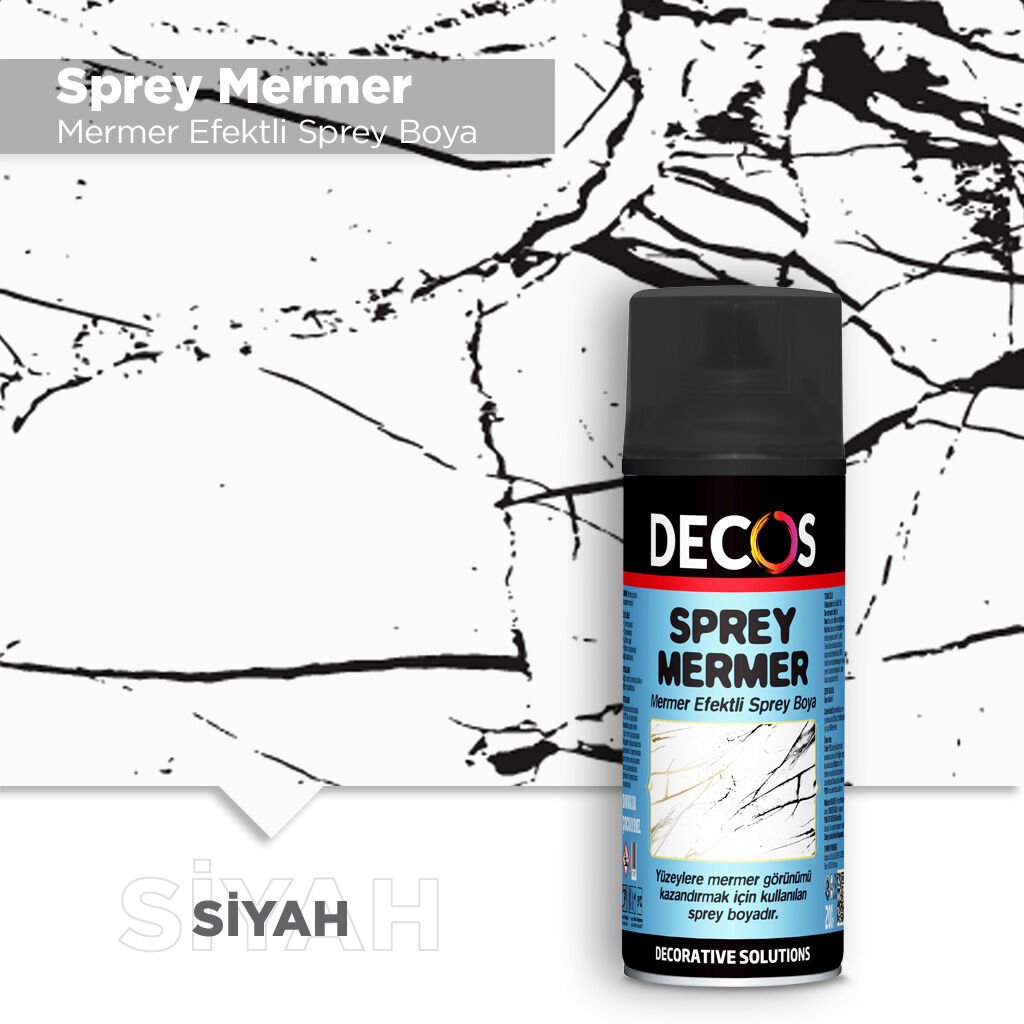 Dekos Sprey Mermer Efektli Sprey Boya Siyah