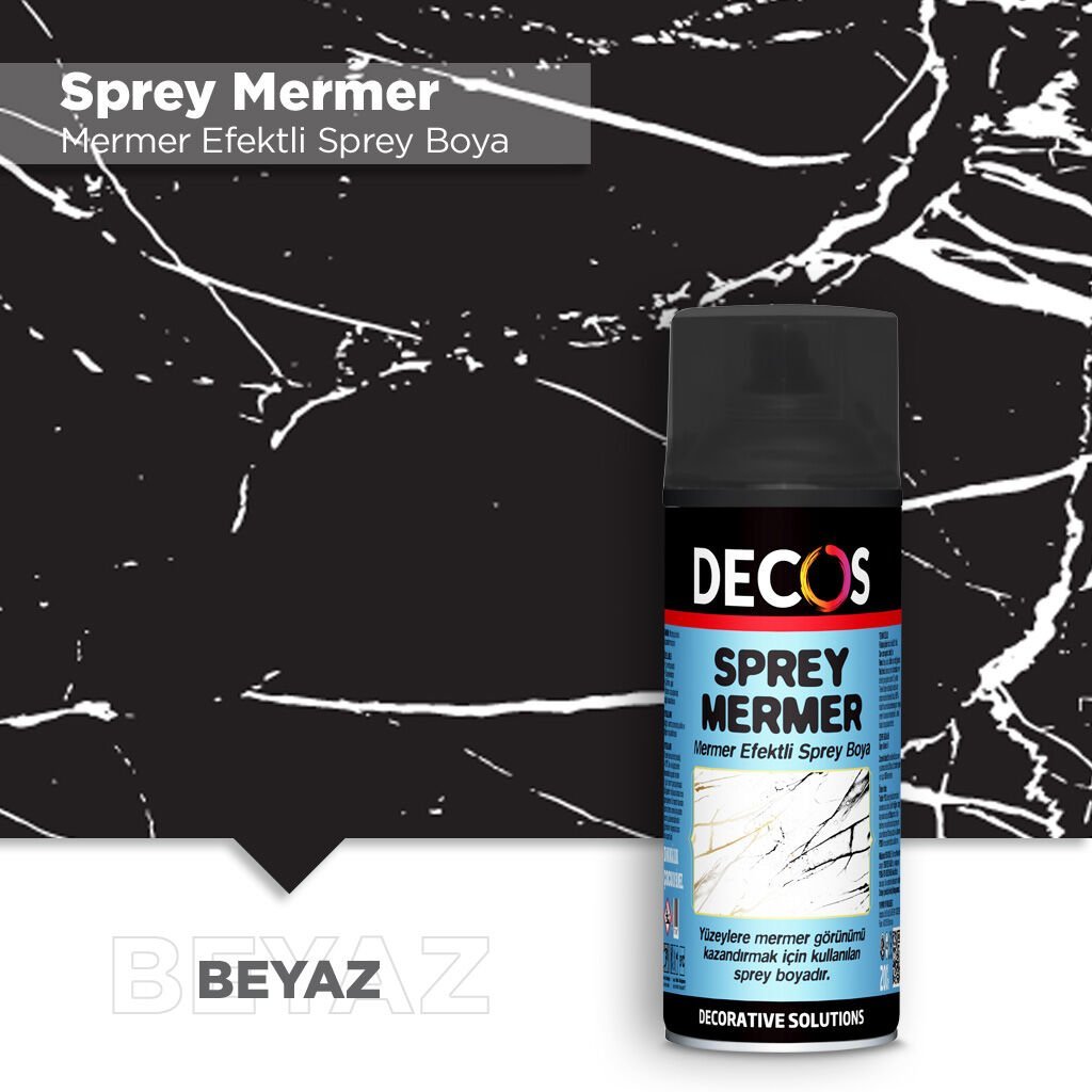 Dekos Mermer Efektli Sprey Boya Beyaz