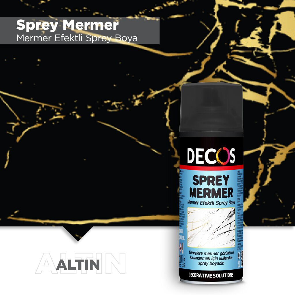 Dekos Sprey Mermer Efektli Sprey Boya Altın