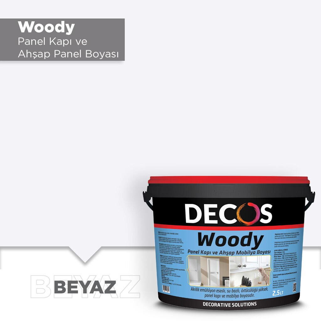 Decos Woody Panel Kapı Boyası 2.5 Litre - Beyaz
