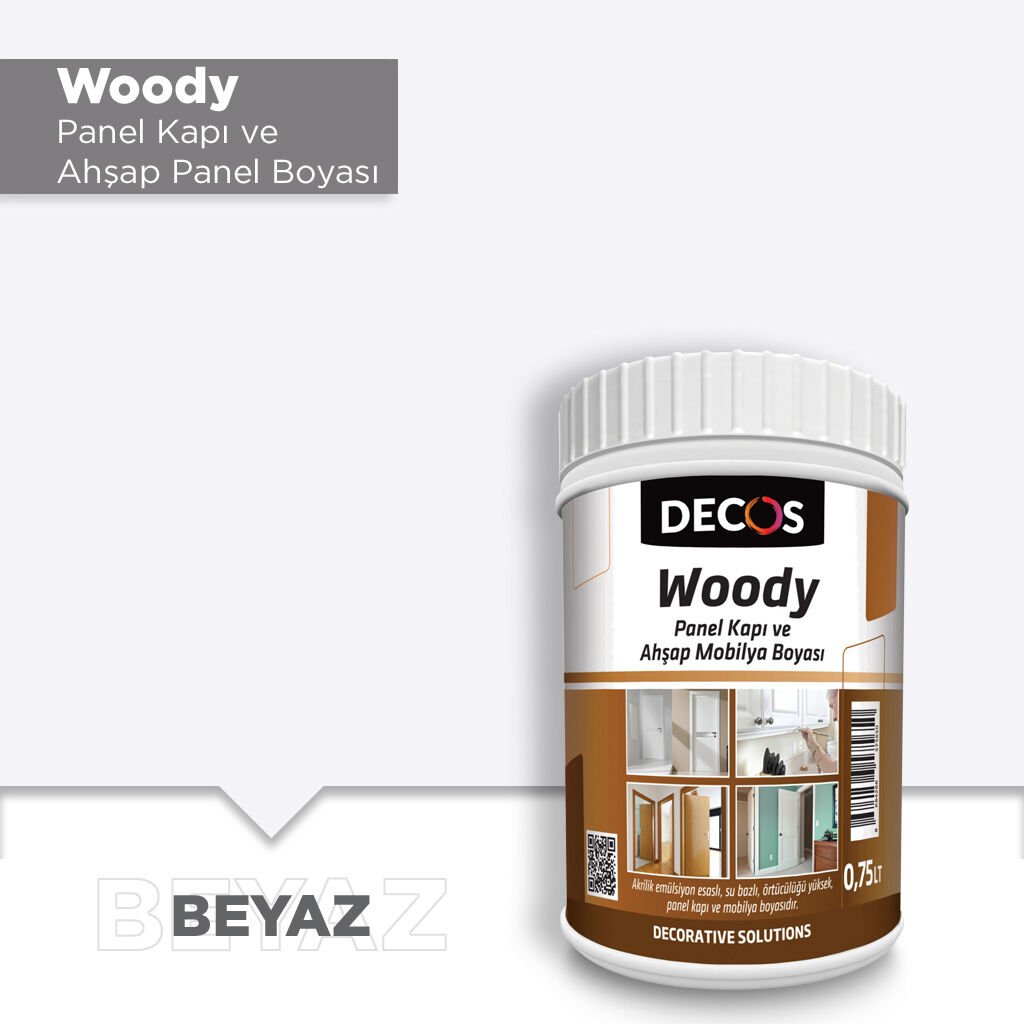 Decos Woody Panel Kapı Boyası 0.75 Litre - Beyaz