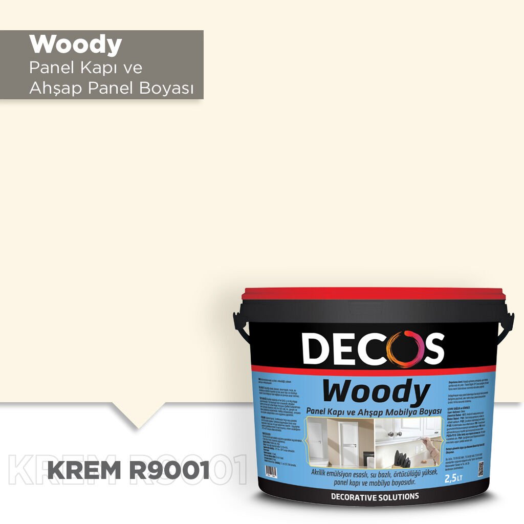 Decos Woody Panel Kapı Boyası 2.5 Litre - Krem R9001