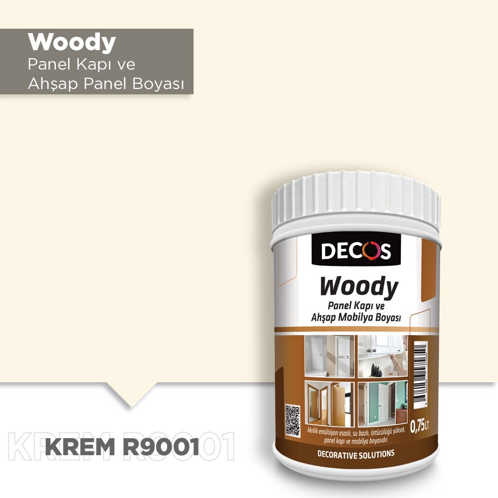 Decos Woody Panel Kapı Boyası 0.75 Litre - Krem R9001