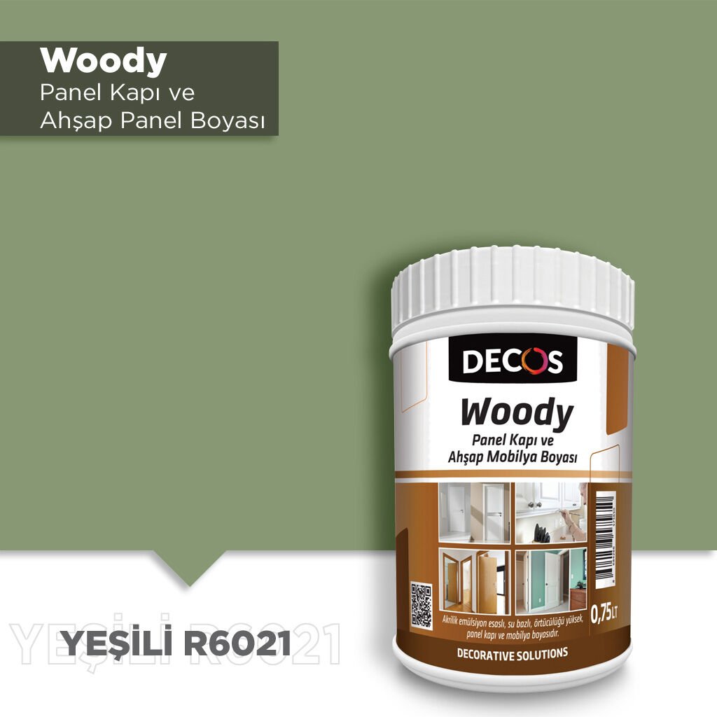 Decos Woody Panel Kapı Boyası 0.75 Litre - Yeşili R6021