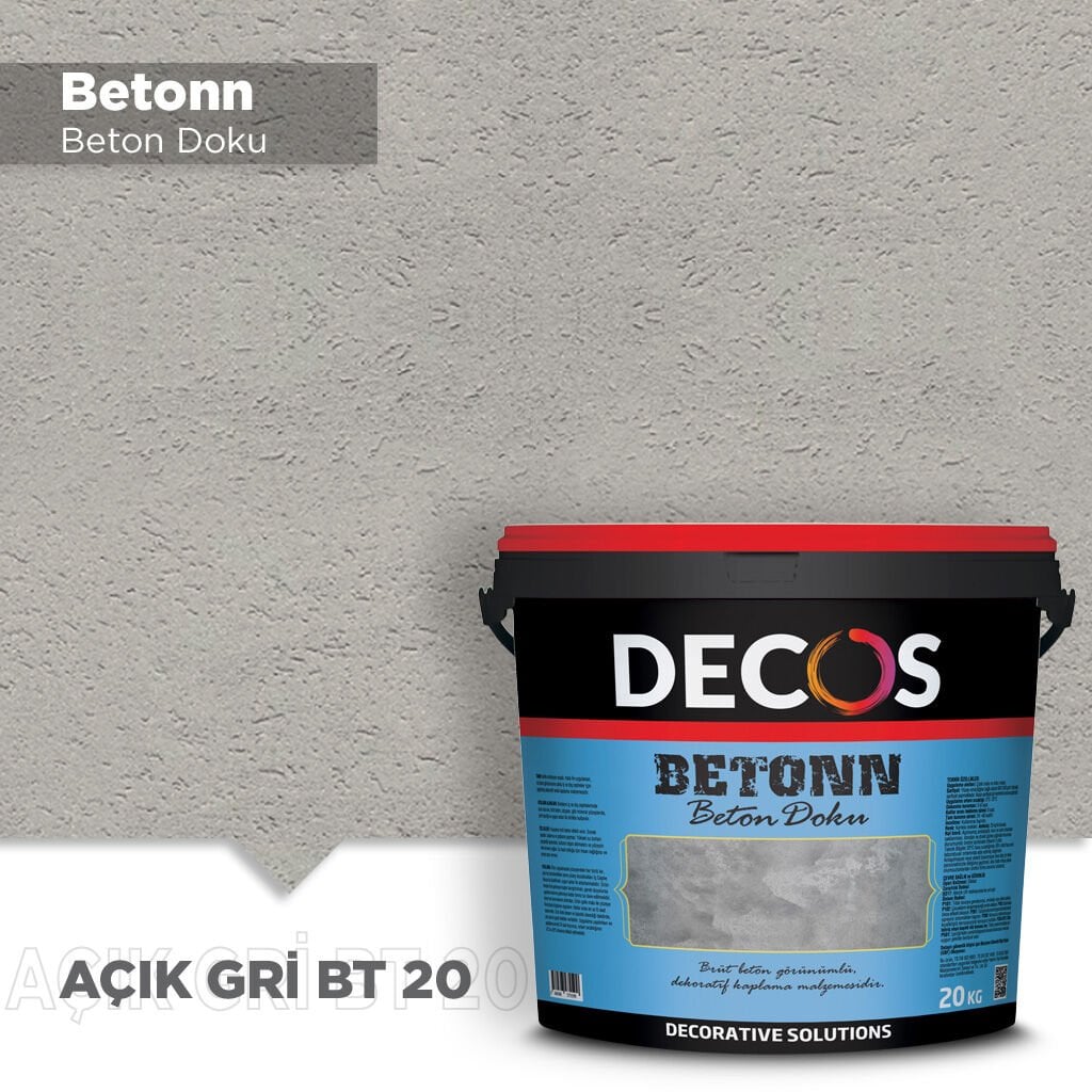 Decos Betonn Beton Dokulu Efekt Boya Kaplama 20 Kg - Açık Gri BT20