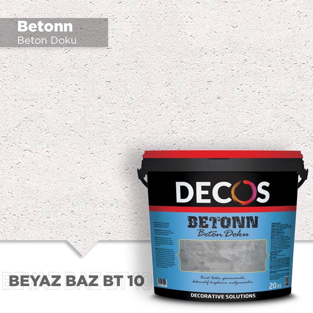 Decos Betonn Beton Dokulu Efekt Boya Kaplama 20 Kg - Beyaz Baz BT10