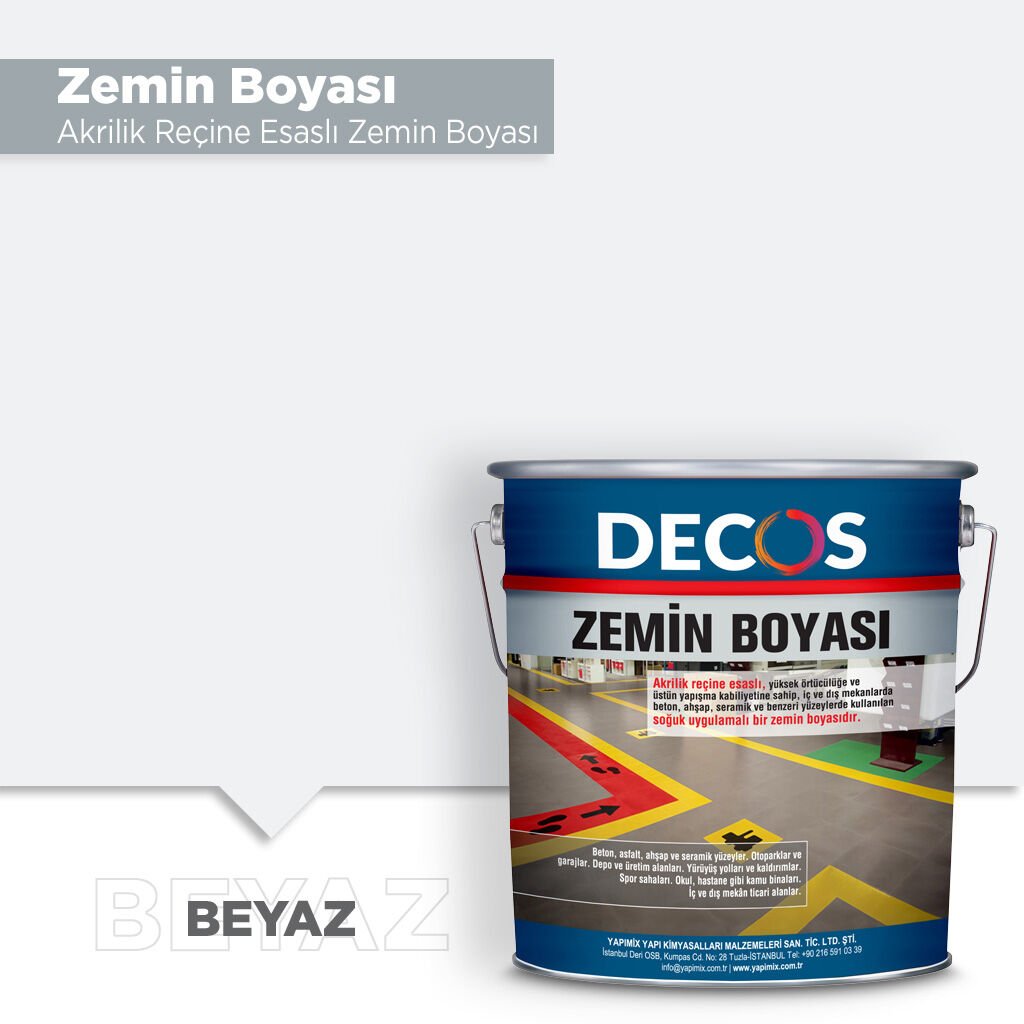 ZEMİN BOYASI - TEK BİLEŞENLİ AKRİLİK ZEMİN BOYASI 20 Kg - Beyaz