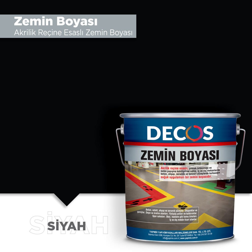 ZEMİN BOYASI - TEK BİLEŞENLİ AKRİLİK ZEMİN BOYASI 20 Kg - Siyah